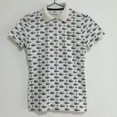 LACOSTE SPORT ラコステ 総柄 ポロシャツ ワニロゴ レディース40