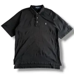 90s ラルフローレン ポロゴルフ ブラック 黒 ポロシャツ 古着 ロゴ