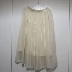 アイボリー シフォン フレアロングスカートのサムネイル