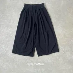 SamansaMos2/タックワイドパンツ/F/黒・紺系/綿100%/カジュアル