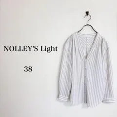 NOLLEY'S light（38）パールボタン　ストライプブラウス　長袖　上品のサムネイル