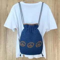 HN-11 ハンドメイド ナップサック　毛糸　Y2K ストリート　アウトドア