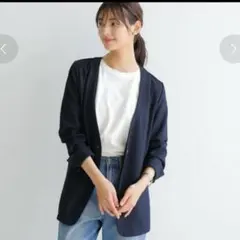 美品　Aqua Garage レディース カーディガン ジャケット 紺色 長袖のサムネイル