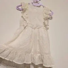 アイボリー フリルノースリーブワンピース 90サイズ