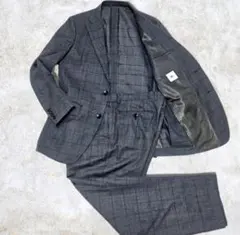 SUIT SELECT スーツセットアップ 背抜きグレー チェック 洗える