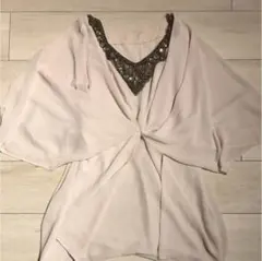 vネックビジュー シースルートップス