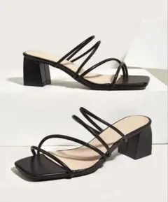 チャンキーヒール ミュール サンダル