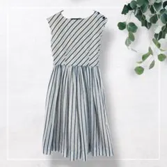 【アンアナザーアンジェラス】ノースリーブワンピース (F)ストライプ　フレア