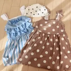 110 水着 ワンピース水着 帽子 まとめ売り プール ワンピ かわいい 2点