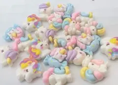 小さめユニコーン20個 デコパーツ　プラパーツ　ミニサイズ パステル　ミンパーツ