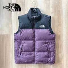 k140 ノースフェイス　ダウンベスト　ヌプシ　パープル　希少カラー　M 黒×紫