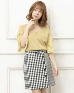 INGNI★柄切替台形/SK☆クロ/ギンガム★M☆定価4,900円＋税★イング