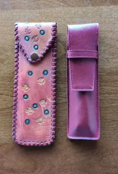 レザー刺繍ペンケースと本革ケースセット