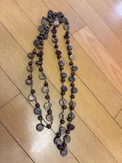 ウッドビーズ ロングネックレス