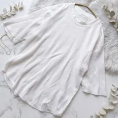 ユナイテッドアローズ グリーンレーベル 5分袖 ワッフルTシャツ ホワイト Mのサムネイル