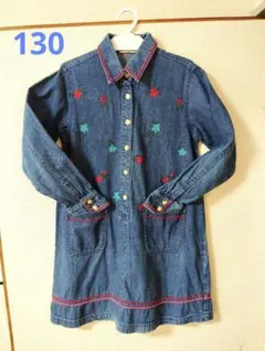刺繍入りデニムワンピース 130
