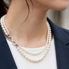 新品 パール ２連 ネックレス 4way 8mm 冠婚葬祭 フォーマル ホワイト