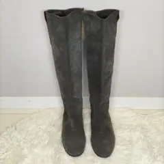 美品✨️FABIO RUSCONI 22.5cm グレー スエード ロングブーツ