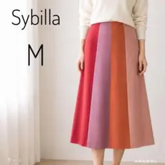 Sybilla シビラ カラーブロック フレアスカート M 日本製 ウール100のサムネイル