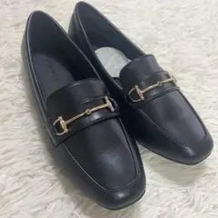 美品】ランダ RANDAブラックローファー ゴールドロゴ付き 9cmヒール 