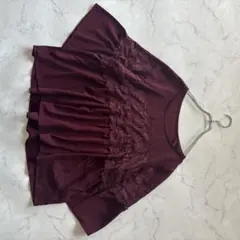 未使用級 ベルーナ 大きいサイズ 3L レース チュニック ブラウス ボルドー