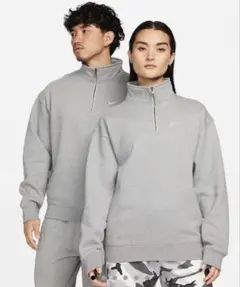 NIKE ハーフジップ スウェット トレーナー グレー M 裏起毛