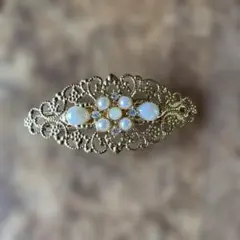 バレッタ　ゴールド　パール