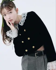 当日発送可★リリーブラウン スカラップビジューアタッチドジャケット