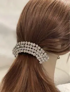 【在庫セール】豪華半円小花　ホワイトクリスタル(YRB021-CL)バレッタ