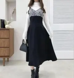 apres jour レースアップフレアキャミワンピース