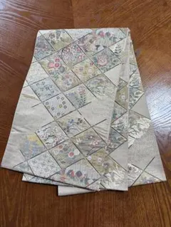 金色 花柄 袋帯