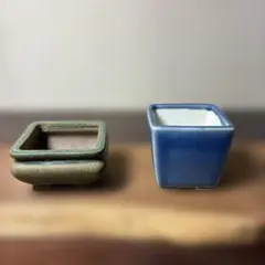【名品】　寿悦　陶翠　小品盆栽鉢　山野草鉢　2点セットのサムネイル
