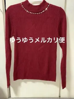 GLACIER グラシア ハニーズ ビジュー付 ハイネック リブニット M