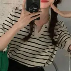 ボーダー 半袖 サマーニット SHEIN シーイン
