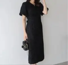 バルーンスリーブ ブラック パーティードレス M