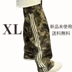 トラックパンツ ワイドパンツ 迷彩 カモフラ サイドライン　薄手　ナイロン XL