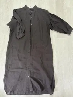 KBF ダークブラウン シャツワンピース 七分袖
