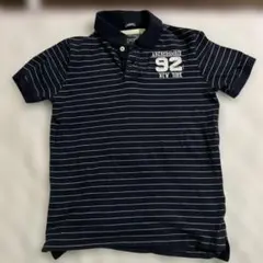 Abercrombie & Fitch ネイビー ストライプ ポロシャツ L