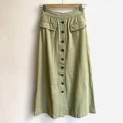 ローリーズファーム　フロントボタンAラインスカート　ロングスカート　台形スカート