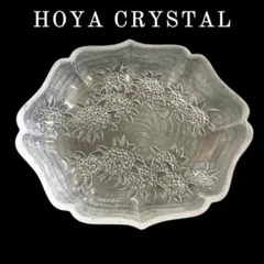 Y 未使用保管 HOYAクリスタル ガラス製 盛り皿 花柄 洋食器 オーバルのサムネイル