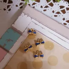ミニ♪リボンカラーチャーム❁﻿サファイア
