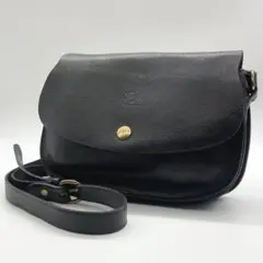 イルビゾンテ　ショルダーバッグ　ロゴ刻印　レザー　ブラック　イタリア製