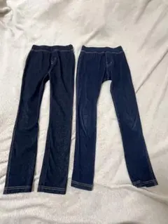 最終値下げ　ブルー　デニム風　長ズボン　2点セット　130