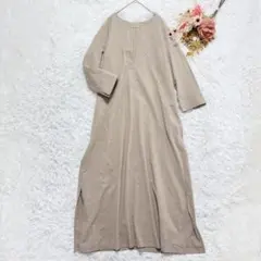 グリーンレーベルリラクシング ユナイテッドアローズ ロングワンピース 七分袖麻混