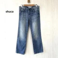 美品 shuca シュカ ストレートデニム ジーンズ スリム ストレッチ M