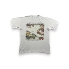 80s90s ミケランジェロ 白 ビンテージ アート Tシャツ シングル 
