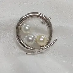 新品　あこや真珠ブローチ　マルチカラー　SILVER　本真珠