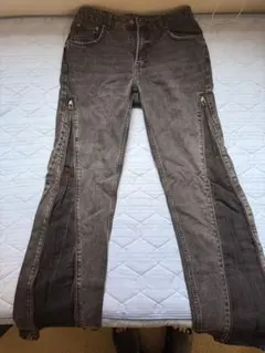 大人気・完売品】ZARA 裾ジップ 変形ワイドデニムパンツ カーブパンツ 