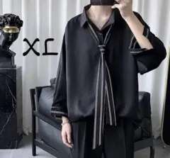 メンズ トップス ネクタイ付き シャツ ブラック モード 韓国 春服