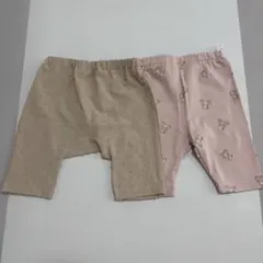 西松屋　5分丈　クマ柄と水玉模様　2枚セット